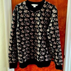Elevenparis floral sweatshirt. Size large. Black trim and background